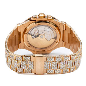 Montre à quartz en acier inoxydable de luxe style hip-hop, sertie de moissanite et de diamants VVS, bracelet de 20 mm, verre traité - Product Image 4