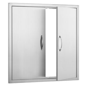 Porta Doppia per Cucina Esterna in Acciaio Inox 31W X 31H Pollici con Maniglie a Incasso e Verticali a Muro - Product Image 1
