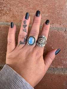 Handcrafted Oval Golden Hills <b>Turquoise</b> <b>Ring</b> Sterling Silver Size 7.75 Boho Southwestern Statement Jewelry Gift for Her - Product Image 6