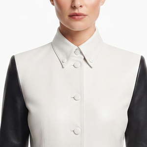 Wholesale Women Long <b>Leather</b> <b>Blazer</b> <b>Jacket</b> OEM Designer Ladies Genuine <b>Leather</b> Suit Custom Logo Women <b>Leather</b> <b>Blazer</b> - Product Image 5