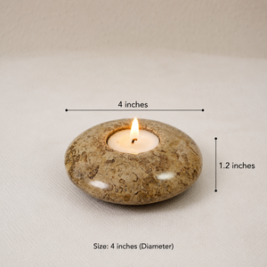 Porte-bougie rond en marbre naturel, fait main, écologique, durable, poli, décoration de table pour la maison, pour Noël, Pâques - Product Image 2