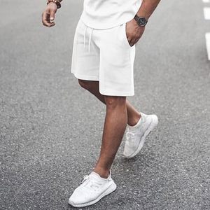 Conjunto de Camiseta y Pantalones Cortos de Algodón Blanco para Hombre, Cuello Redondo, Formal, Bordado, Transpirable, de Secado Rápido, para Verano, Tela No Tejida, Color Sólido - Product Image 3