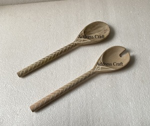 Juego de servidor de madera para ensaladas, utensilios de cocina, vajilla, cubiertos de madera, cuchara, tenedor - Product Image 4