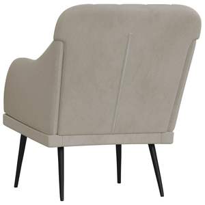 Fauteuil en velours gris clair 100% polyester pour salon avec structure en métal et contreplaqué - Taille moyenne - Product Image 5