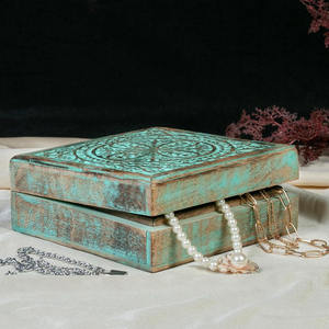 <b>Cheap</b> Rustic Wooden Jewelry Box for <b>Rings</b>, Earrings, Bracelets and Necklaces with Handmade Vintage Finish for Stylish Accessory - Product Image 5