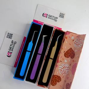 Pinces à cils texturées de haute qualité avec grip diamanté, couleur personnalisée, courbées en L à 90 degrés, boîtes magnétiques imprimées - Product Image 6