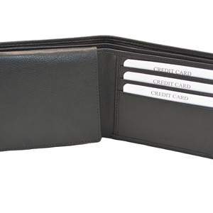 <b>Men's</b> Genuine Leather Slim Bifold <b>Wallet</b> Fashion RFID Protection Minimalist Design Open Closure Short Length Daily Use - Product Image 6