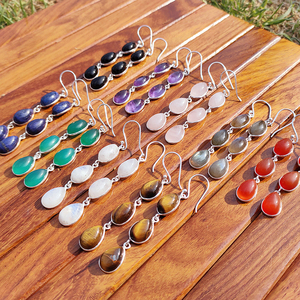 Pendientes Colgantes Bohemios de Piedras Preciosas Naturales Surtidas, Hechos a Mano, Chapados en Plata, de Latón, con Múltiples Piedras, de Alta Calidad, Diseño Único, Regalo para Mujer - Product Image 5