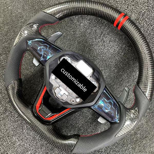 Volante Deportivo Estilo <span class=keywords><strong>R8</strong></span> de Cuero y Fibra de Carbono con Marca Central Roja para VW <span class=keywords><strong>Golf</strong></span> 6/7 Passat CC Polo Tiguan Touareg MK6 - Product Image 3