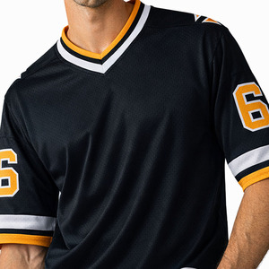 Camiseta de Fútbol Americano de Malla Negra para Hombre, Manga Corta, Transpirable, Uniforme Personalizable con Logotipo, Ropa Deportiva OEM de Fábrica - Product Image 6