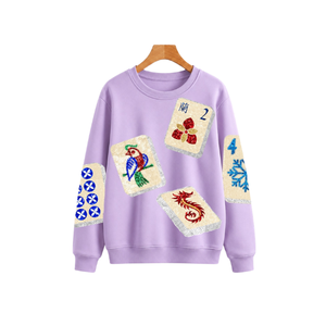 Sweat-shirt rose décontracté pour femme à col rond avec broderies thème Rodeo Derby et motifs équestres, coupe ample et respirante, vente en gros - Product Image 2
