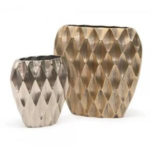 Pot de fleurs au design moderne, petite et grande taille, designs personnalisables faits à la main, vases en métal, finition dorée, pots de fleurs en aluminium - Product Image 5
