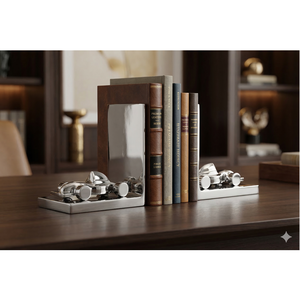 Sujetalibros de Aluminio de Alta Calidad con Acabado Espejo, Decorativos, para Hogar u Oficina, Disponibles para la Venta - Product Image 1