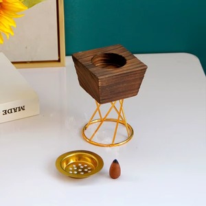 Brûleur d'encens en bois avec support métallique, porte-encens décoratif pour l'aromathérapie, utilisable toute l'année - Product Image 4