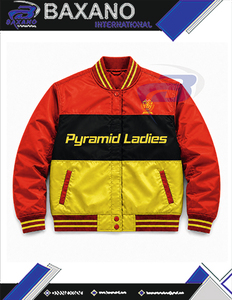 Chaqueta de carreras bordada para mujer de la hermandad NSPDK, ropa griega vintage, chaqueta de carreras roja y amarilla para mujer - Product Image 4