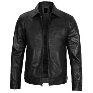 Nouvelle veste noire unie pour homme avec logo personnalisé, coupe slim, en cuir, haute qualité, veste d'hiver, streetwear - Product Image 4