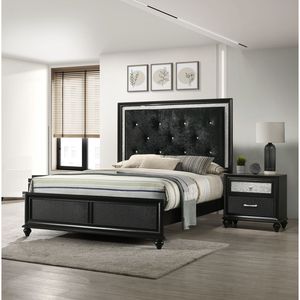 Table de chevet moderne en bois noir et argenté, 1 pièce, avec rangement, pour chambre à coucher - Product Image 4
