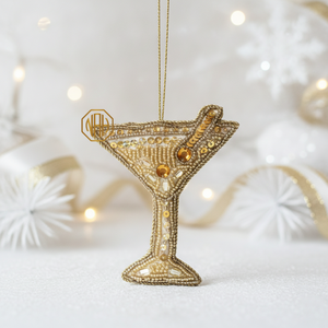 Beaded Cocktail Glass Hanging Ornament Handmade Sequined Christmas Tree Decoration Festival Charm - Product Image 4