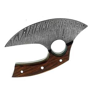 Cortador de Pizza Personalizado Hecho a Mano en Acero de Damasco con Mango de Madera y Funda de Cuero - Product Image 2