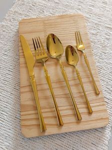 Couteau, fourchette, cuillère et cuillère à dessert en acier inoxydable doré, design moderne, tendance et populaire, vendus à l'unité - Product Image 1