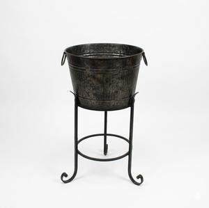 Bac à boissons et à vin rond en acier galvanisé de qualité supérieure avec support en fer noir, idéal pour les fêtes et les événements, à prix avantageux - Product Image 5