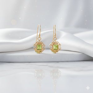 Boucles d'oreilles pendantes en argent sterling 925 plaqué or 18 carats avec pierres précieuses hydrogénées vertes de 5 pouces et 8 mm, 13 grammes, cadeau pour elle - Product Image 5