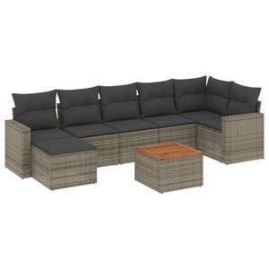 Conjunto de Sofá de Jardín de Madera de Acacia con Ratán PE Gris y Acero con Recubrimiento en Polvo, Muebles Duraderos y Elegantes - Product Image 2