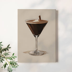 Décoration murale festive, affiche élégante avec illustration minimaliste d'un verre à martini, décoration murale moderne pour bar - Product Image 1