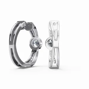 Pendientes de Aro Radiance con Diamantes de Corte Redondo en Oro Blanco de 18K con Certificación IGI y Claridad VVS para Mujer - Product Image 3