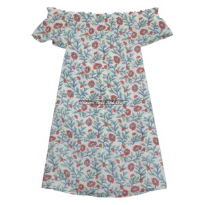 Custom Summer <b>Ruffle</b> Hem Off Shoulder <b>Dress</b> Ladies Elegant Hand Block Print Off Shoulder <b>Dress</b> For Women - Product Image 4