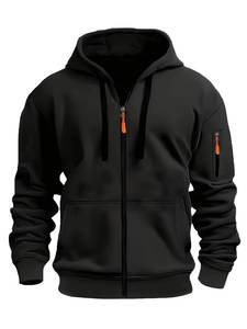 Veste en polaire noire pour homme Doyle avec logo Stratis, coupe-vent, col montant, fermeture éclair, vêtement d'hiver décontracté - Product Image 3