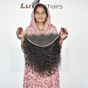 <b>13x6</b> Wavy Raw Hair Indian Remy Natural Black HD <b>Lace</b> <b>Frontal</b> Pre Plucked Hairline Ear <b>Lace</b> Front Extension Women 100g Easy Apply - Product Image 5