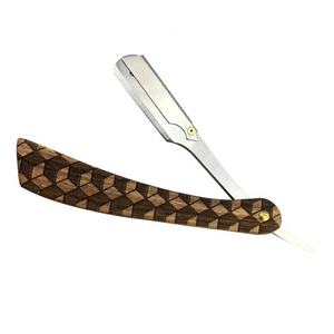 Rasoir de coiffeur en acier inoxydable au design à la mode Premium Perfection avec manche en bois Soins de haute qualité Style roches grises - Product Image 2