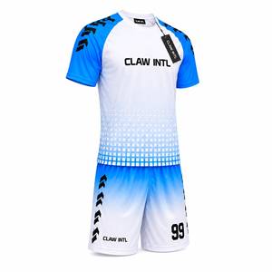 Maillot de football CLAW INTL pour homme, blanc et bleu dégradé, sublimé, manches courtes, évacuation de l'humidité, respirant, coupe athlétique - Product Image 2
