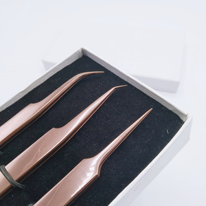 Pinces à épiler professionnelles en acier inoxydable pour extensions de cils, étiquette privée, ensemble de pinces à épiler de couleur personnalisée, miroir pour cils, logo personnalisé - Product Image 5