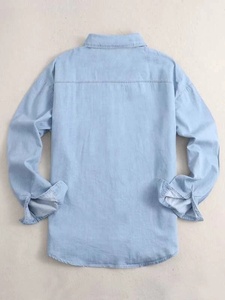 Camisa de Mezclilla para Hombre, Casual, Manga Larga, con Botones, Estilo Lavado, de Algodón Suave, Estilo Urbano, Ligera, para Uso Diario, Corte Relajado, a la Moda - Product Image 2