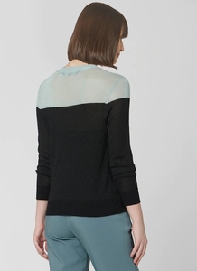 Suéter de Punto con Bloques de Color para Mujer, Cuello Redondo, Manga Larga, Estilo Informal para Otoño, Corte Regular, 100% Acrílico - Product Image 3