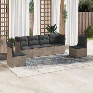 Conjunto de Sofás de Jardín de Ratán Gris Oscuro, 6 Plazas, Muebles Contemporáneos para Exteriores - Product Image 3