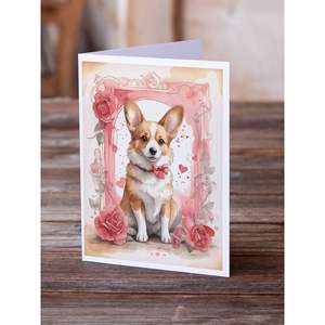 Corgi Valentine Roses lunatique A7 taille 5x7 cartes vierges paquet de 8 cartes de voeux vierges avec enveloppes - Product Image 2