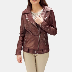 Stylish Vintage Reversible <b>Winter</b> <b>Leather</b> <b>Jacket</b> Women Biker Look Slim Fit Comfortable Inner Lining Fashion Party Travel - Product Image 3