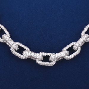 Cadena de eslabones RTS Ice Out con diamantes de moissanita plateados para hombre y mujer, diamantes con claridad D VVS, probados con el probador de diamantes, la mejor calidad. - Product Image 4