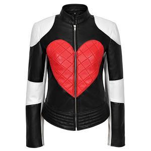 Custom 100% Genuine Napa Leather KYLIE MINOGUE Inspired Ladies Leather <b>Biker</b> <b>Jacket</b> Quilted RED HEART Timebomb Movie <b>Jacket</b> - Product Image 1