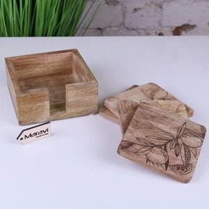 Juego de Posavasos Grabados en Madera de Mango |   Decoración Personalizada al por Mayor - Product Image 4