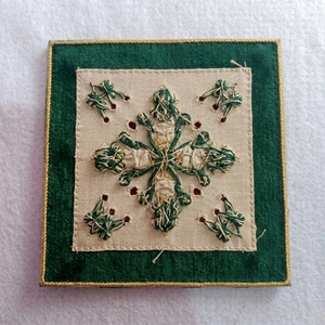 Luxury Hand Embroidered <b>Cross</b> Patch with <b>Red</b> Crystals Custom 3D Bullion Wire Religious Applique for Ceremonial Garments - Product Image 5