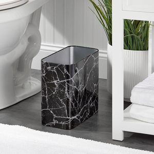 <b>Small</b> Black Metal Trash Can Compact Wastebasket Dustbin for Home Office & Bathroom - Product Image 3