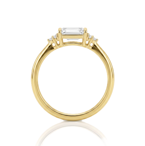 Anillo de Compromiso de Oro Sólido de 14K y 18K con Diamantes Cultivados en Laboratorio, Corte Baguette y Redondo, Anillo de Diamantes Minimalista, Anillo de Bodas para Mujer, Venta al Por Mayor - Product Image 4