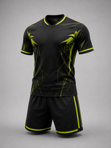 Créez votre propre ensemble d'uniformes de football pour hommes adultes de haute qualité, personnalisé, en polyester 100% respirant, à col en V et manches courtes - Product Image 2