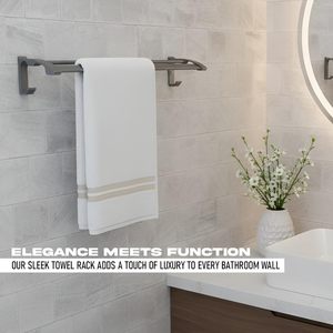 Metallic Grey Towel Rack with <b>Hooks</b> Towel Rod More Durable Towel Hanger <b>Bathroom</b> Organizer for <b>Bathroom</b> Lower Price for Sell - Product Image 2
