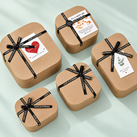 Boîte cadeau en papier kraft de luxe personnalisée avec ruban noir, boîte d'emballage carrée en carton pour cosmétiques, bijoux, vente au détail