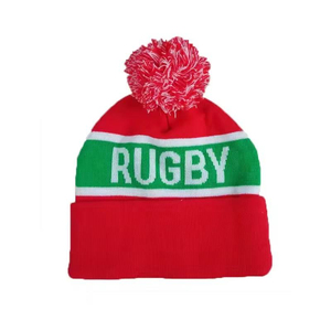 Bonnet personnalisé à pompon 100 % acrylique tricoté jacquard avec logo brodé, bonnet d'hiver ajustable pour équipe sportive, bonnet à pompon en fourrure - Product Image 3